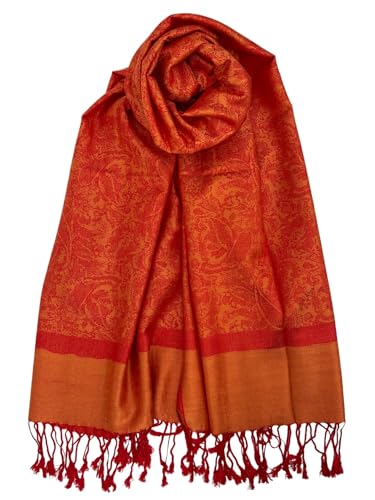 Pashmina Shawl Wrap for Women Soft Lightweight Multi-Purpose Scarf for Weddings, Parties & Casual Wear - color: Jacquard Orange - Pl1839