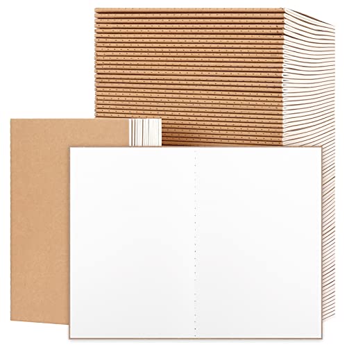 EOOUT 100pcs A5 Blank Kraft Notebooks, Journals in Bulk, Sketchbooks Bulk for Kids, 60 Pages, 80GSM, 8.3 X 5.5 Inch, Travel Journal Set, Travelers, Students and Office - style: Blank-100pack