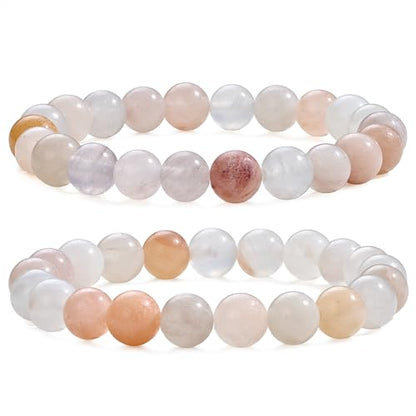 Bivei Natural Gemstone Semi Precious Healing Crystals Handmade Stretchy Round Beads Bracelet,Stocking Stuffers for Women Enhance Positive Energy - color: 8mm Pink Aventurine (Balance & Harmony), size: Small: 6.5-6.7 inch