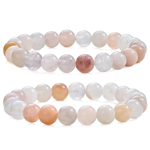 Bivei Natural Gemstone Semi Precious Healing Crystals Handmade Stretchy Round Beads Bracelet,Stocking Stuffers for Women Enhance Positive Energy - color: 8mm Pink Aventurine (Balance & Harmony), size: Medium: 6.8-7.24 inch