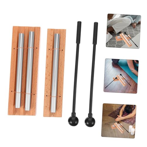 2 Sets Wood Meditation Chimes Metal Wind Chimes Sound Healing Instrument for Adults