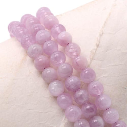 Justinstones Gem Semi Precious Gemstone 3pcs 4mm Round Beads Stretch Bracelet 6.5 Inch Unisex - color: Kunzite