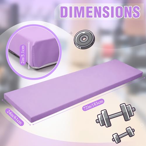Lyrow 2 Inch 72"x24" Thick Foldable Yoga Mat with Carry Strap, Non-slip Portable Foam Gym Mat for Yoga, Pilates and Stretching - color: Lavender Purple