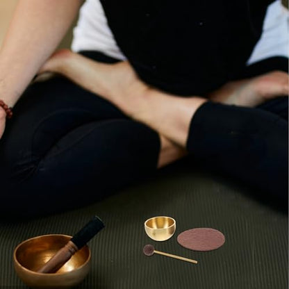 BESPORTBLE Mini Handmade Metal Meditation Singing Bowl Set with Mallet and Cushion for Yoga, Sound Healing, Chakra Balancing, and Mindfulness Therapy