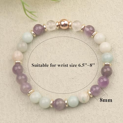 KSQS Healing Stone Bead Bracelet for Women, Natural Gemstones Balance Protection Bracelet, Spiritual Crystal Beads Bracelet Anxiety Relief with Meaning Card - style: Emotional Healing