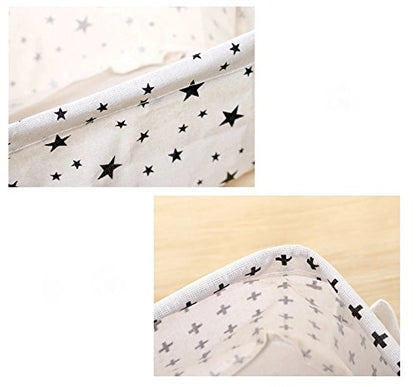 Storage Basket Bins – Foldable Canvas Home Organizers for Baby Toys, Makeup, Books, Keys (4 Pack, White & Black)