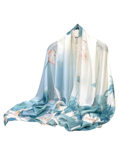 Hioyiwse Shawl Scarf For Women Lightweight Scarves Floral Pattern Formal Evening Dressesformal Shawl Summer Wraps - color: E29-lotus Leaf（70.8"x35.4")