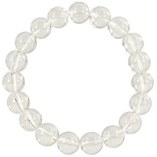 Falari 10mm Natural Semi Precious Gemstone Stretch Bracelet Unisex - color: Crystal Quartz