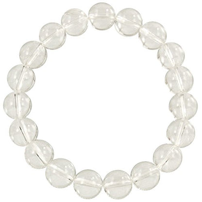 Falari 10mm Natural Semi Precious Gemstone Stretch Bracelet Unisex - color: Crystal Quartz