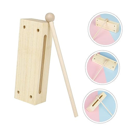 BESPORTBLE Orff Musical Wood Block Percussion Instrument with Mallet Double Tone Rhythm Block for Kids Educational Music Toy for Early Learning