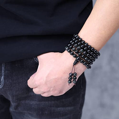108 Beads Obsidian Stone Mala Bracelet Necklace - style: 8mm Obsidian