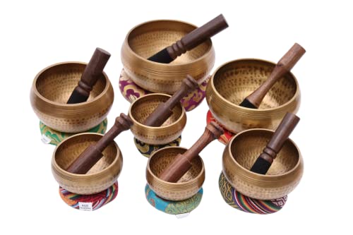 NepaMart Chakra Healing Tibetan Singing Bowls (Set of 7) for A,B,C,D,E,F,G Chakras