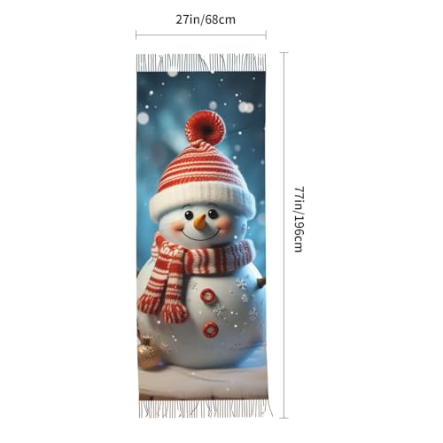 Astronaut Sitting in Yoga Chakra Scarf for Women Warm Soft Scarves Fashion Fringed Shawl Casual Tassel Blanket Scarf - color: Christmas Ball Snowman