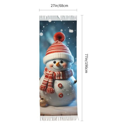 Astronaut Sitting in Yoga Chakra Scarf for Women Warm Soft Scarves Fashion Fringed Shawl Casual Tassel Blanket Scarf - color: Christmas Ball Snowman