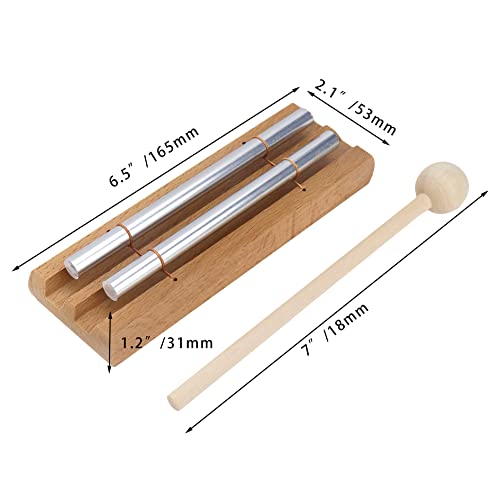 Vilihkc Energy Chime Percussion Hand Bell Meditation Chimes Teacher Tools Reminder Tuned Energy Chimes Music Instrument with Mallet for Classroom Prayer Yoga Music Gift(2 Tone) - color: 2 TONE