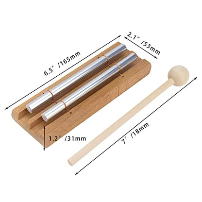 Vilihkc Energy Chime Percussion Hand Bell Meditation Chimes Teacher Tools Reminder Tuned Energy Chimes Music Instrument with Mallet for Classroom Prayer Yoga Music Gift(2 Tone) - color: 2 TONE