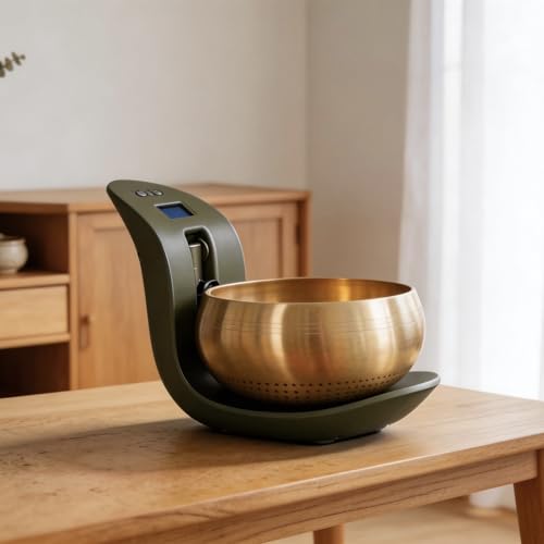 Automatic Tibetan Singing Bowl – Hands-Free Sound Healing Meditation Bowl, Auto-Striking Resonant Tibetan Sound Bowl for Yoga, Mindfulness, Energy Healing, Deep Relaxation & Sleep