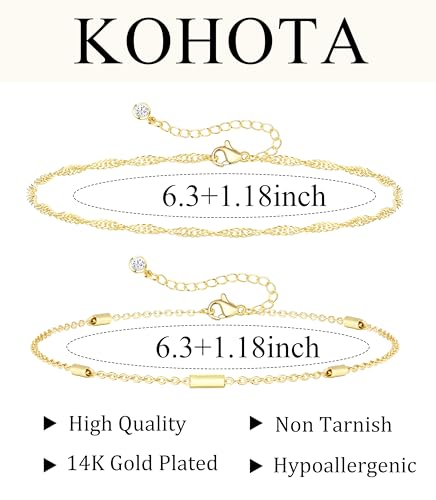 KOHOTA Silver Gold Bracelets for Women Trendy 14K Gold Plated Bracelet for Women Non Tarnish Dainty Stackable Layered Chain Heart Pearl Knot Beaded Bracelets Stack Set Charm Mothers Day Jewelry Gifts - color: F.Twisted chain-gold