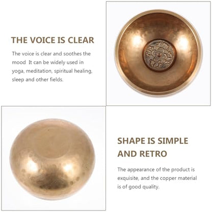 Meditation Bowl Set Lightweight Portable Golden Singing Sound Holder with Stick and Gasket for Yoga Relaxation Stress Relief and Chakra Healing Therapy