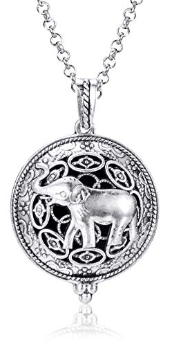 Wild Essentials Elephant Essential Oil Diffuser Necklace Gift Set with Inner Calm & Relax Oils – Nickel Free Alloy Pendant with 12 Color Pads – USA Made Oils & Perfume Necklace – Family Company - color: Silver Elephant, size: 2 Oils