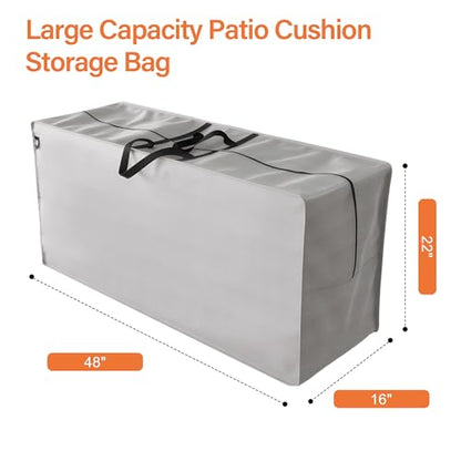 Outdoor Cushion Storage Bags Waterproof Outdoor Cushions Storage Bag Extra 48" L x 16" W x 22" H Large Patio furniture Cushion Storage Bag with Handle and Zipper