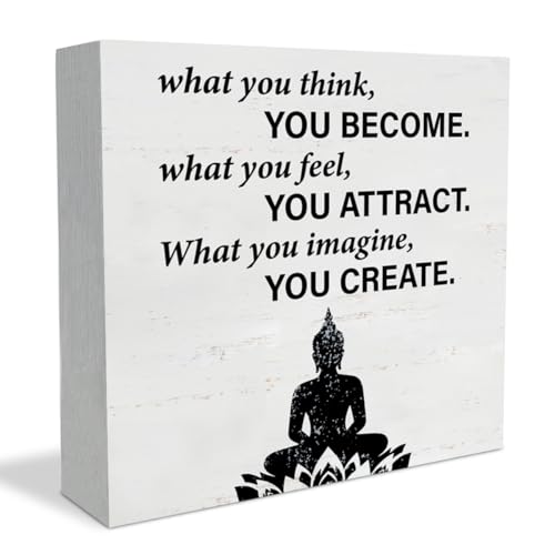 Buddha Decor Inspirational Zen Meditation Wooden Box Sign for Yoga Home Living Room Shelf Table Desk - color: Buddha 02