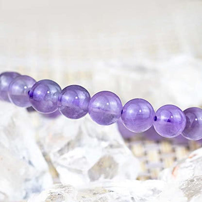8mm Natural Gemstone Stretch Bracelet, Handmade Unisex Crystal Bracelets for Meditation, Yoga, Spiritual Healing & Positive Energy - color: lavender quartz