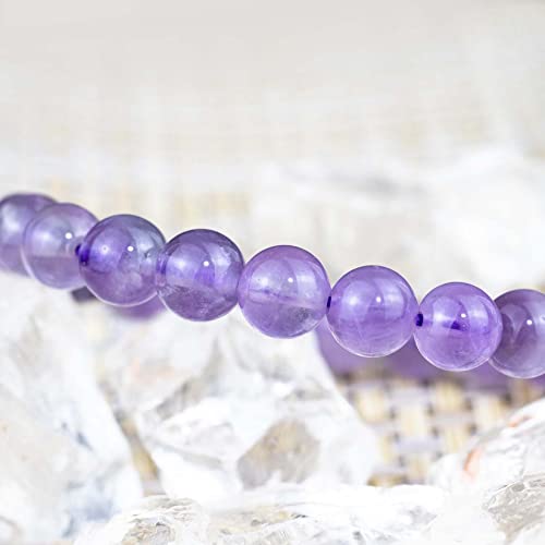 8mm Natural Gemstone Stretch Bracelet, Handmade Unisex Crystal Bracelets for Meditation, Yoga, Spiritual Healing & Positive Energy - color: lavender quartz