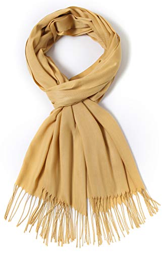 Cindy & Wendy Pashmina Shawls and Wraps Scarf for Women Soft Large Winter Shawl for Evening Dress Wedding Party - color: Ginger Yellow