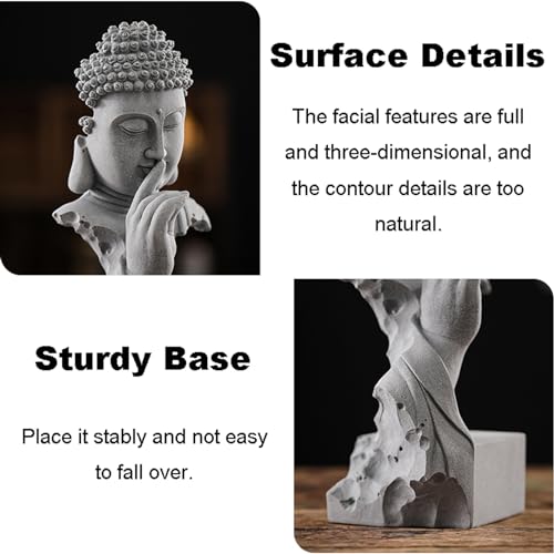AETVRNI Shh, Please Keep Quiet-Sakyamuni Buddha Statue, Sandstone Zen Statues Meditation Decor, Buddha Figurines for Relaxation Peaceful Home Accents Spiritual Decor,S - size: Small