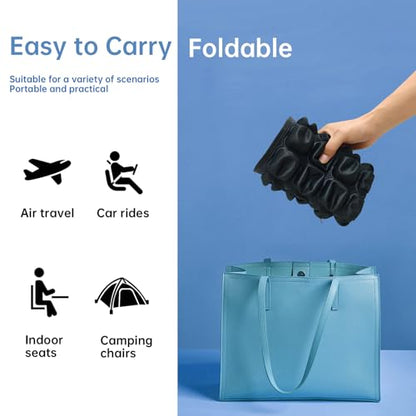 JNHEST Travel Seat Cushion, Without Pump Inflatable Seat Cushion for Long Flights, Press Design Air Portable Seat Travel Cushion, 49 Airbags for Car,Office,Stadium,Ergonomically Pressure Relief.