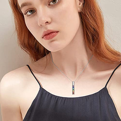 POPLYKE Chakra Necklace for Women 925 Sterling Silver Bar/Inifinity/Cross Necklace Mother Day Jewelry Gift for Women - style: Bar necklace