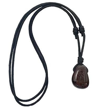 Luck Strings Garnet pendant necklace Spiritual jewelry men women Meditation Balance Grounding gemstone necklace