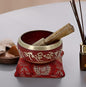 Purpledip Bell Metal Tibetan Buddhist Singing Bowl: Dhyana Musical Instrument Set For Meditation (10779) - style: Scripture design | 4 inches | Red