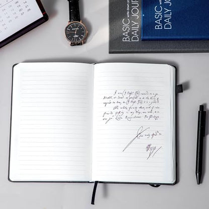 CAGIE Lined Journal Notebook for Work 256 Pages Hardcover Journals for Writing with Pen Loop A5 Daily Journaling Notebooks with Pocket, 5.7" x 8.3", Black - color: 01 black