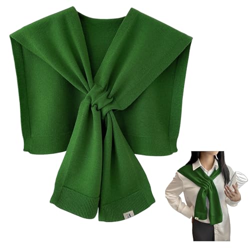 Sweater Shawl Wraps for Women Fashion Knitted Shoulder Shawls Ponchos Casual Sweaters Scarf Cape Wraps with Sleeves - color: 03 Green