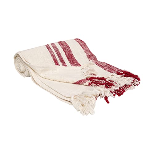 carol & frank Morgan Ruby Striped Woven Accent Throw Blanket 50" x 60" Versatile Lightweight Cozy Super Soft Home Living Room Sofa Couch Chair Bed Bedroom Decor Decoration 50x60 inches Ruby Red - color: Ruby Red