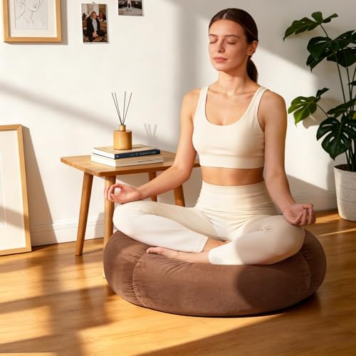 Extra Large Shiitake Mushroom Floor Cushion Pillow – Plush Floor Cushion for Sitting & Activities, for Reading, Gaming, Meditation & Home Decor – Cute Round Plush Chair Cushion.60cm/23.6Inch - style: Shiitake