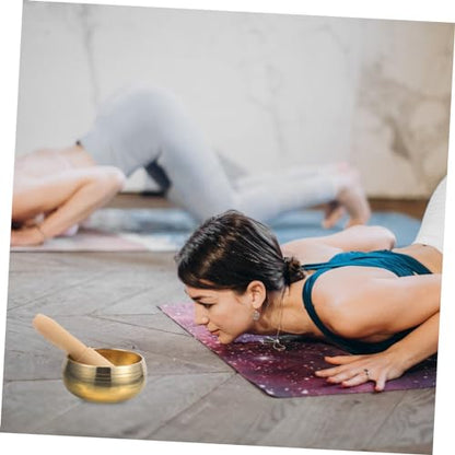 SECFOU 1set Tibetan Singing Bowl Handmade Meditation Sound Bowl with Mallet for Yoga Relaxation and Chakra Healing Lightweight Portable Meditation Accessory for - size: 8x8x5cm