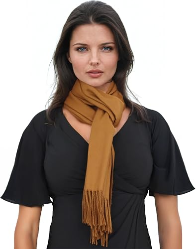 Ocomfly 100% Pashmina Scarf for Women - Premium Womens Scarves - Gift Boxed - Shawls or Wraps - Ultra Soft and Warm - color: Bronze