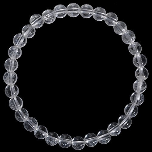 BRCbeads Gemstone Bracelets Natural Gemstone Birthstone Handmade Healing Power Crystal Beads Elastic Stretch 7.5 Inch Gift Box Unisex - color: Clear Quartz