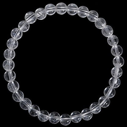 BRCbeads Gemstone Bracelets Natural Gemstone Birthstone Handmade Healing Power Crystal Beads Elastic Stretch 7.5 Inch Gift Box Unisex - color: Clear Quartz