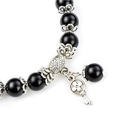 Natural Stretch Gemstone Bracelet Healing Stone Beaded Bracelets for Women Men Gifts (Unisex) - color: 8mm obsidian