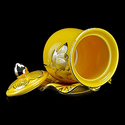 Houlu 1pc Ceramic Altar Cup, Holy Water Offering Cup, Tibetan Buddhist Worship Cup - Yellow - color: Yellow