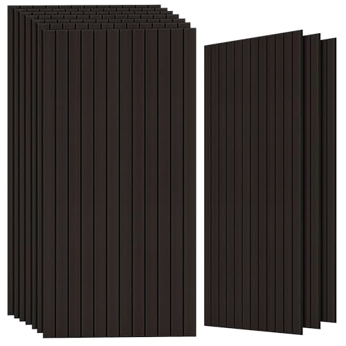 TO-TH Wood-Look Acoustic Wall Panels, 10 Pack 47.2” x 23.6” Acoustic Panels, Decorative Sound Absorbers Sound Dampening Panels for Home, Office, Basement, Ebony - color: Ebony, size: 10 pcs - 47.2'' * 23.6''