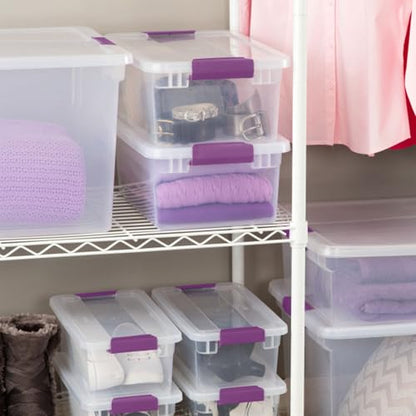 Sterilite 12-Pack ClearView Latch Box, Stackable Organizer Bins with Lids, 15 Quart - Clear Plastic Organization Containers for Closet, Bedroom, Shelving Units and Home or Office Storage - size: 12 Pack, style: 15 Quart