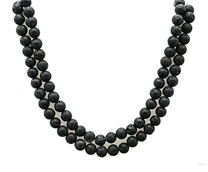 Amazing Gemstone Lava Stone Mala Beads - 108 Prayer Beads for Meditation and Mindfulness Practice, Handcrafted Mala Beads with Natural Gemstones for Spiritual Healing and Relaxation (Plain) - color: Lava Stone, style: Plain