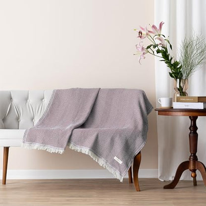 Bed Blanket, Lightweight, Cotton-Rich Blend, Recycled Cotton, Twin Size (57 x 79 Inch), Textured Woven Bedding, Breathable Layering Cover, Burgundy - color: Burgundy Red, size: Twin