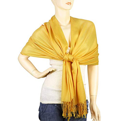Falari Women's Soft Solid Color Pashmina Shawl Wrap Scarf, for Wedding, Bridesmaid Gifts, Evening Dress - color: Gold