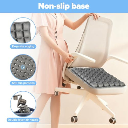 Sondour Travel Seat Cushion, Airplane Cushion Long Flight, Airplane Gadgets Inflatable Seat Cushions, Portable Airline Cushion With Air Pump, Wheelchair Cushions; Pressure Relief Seat Cushion - 1 Grey - color: Gray